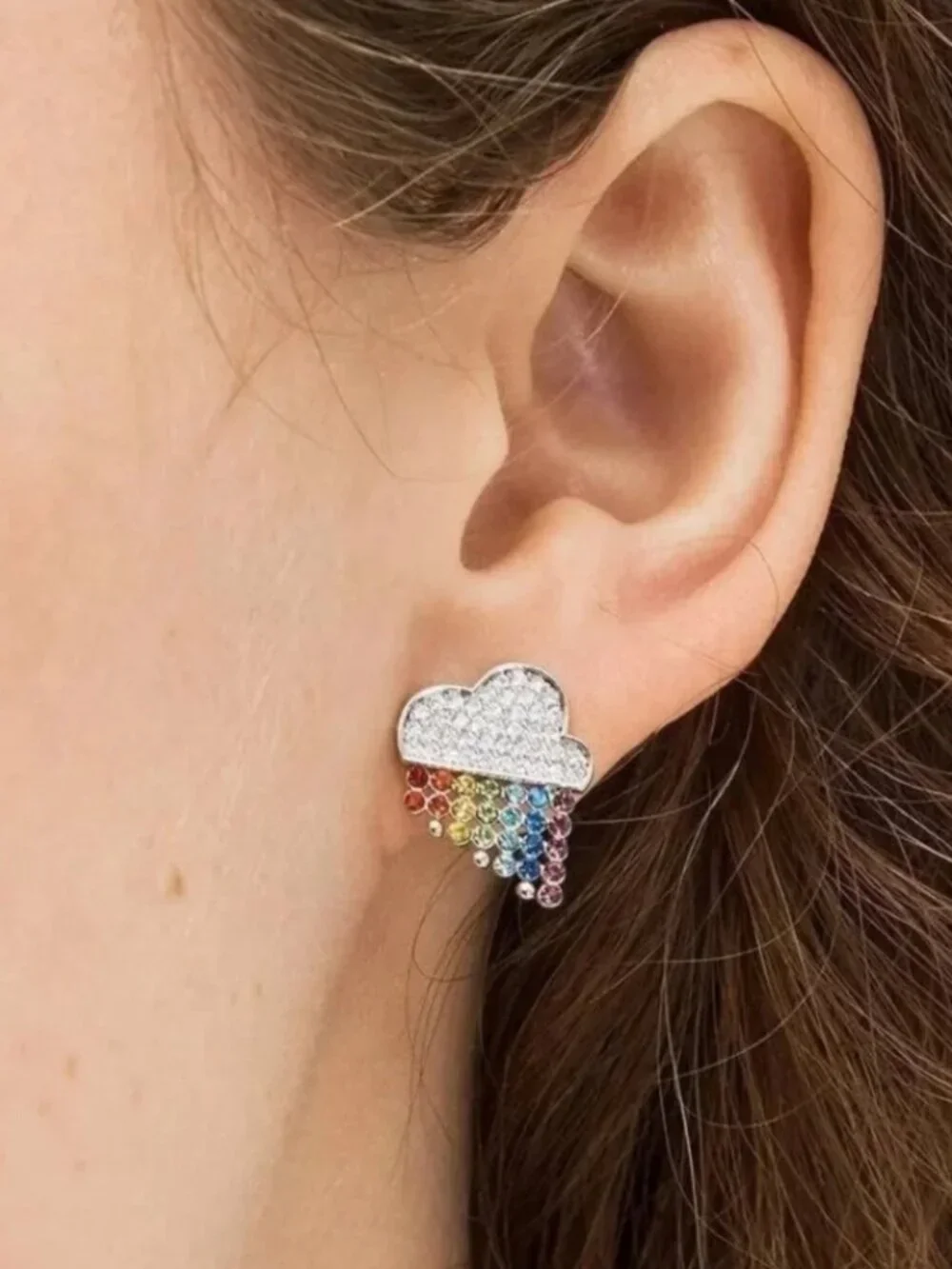 Kate Spade New York Pavé Crystal Rainbow Cloud Stud Earrings